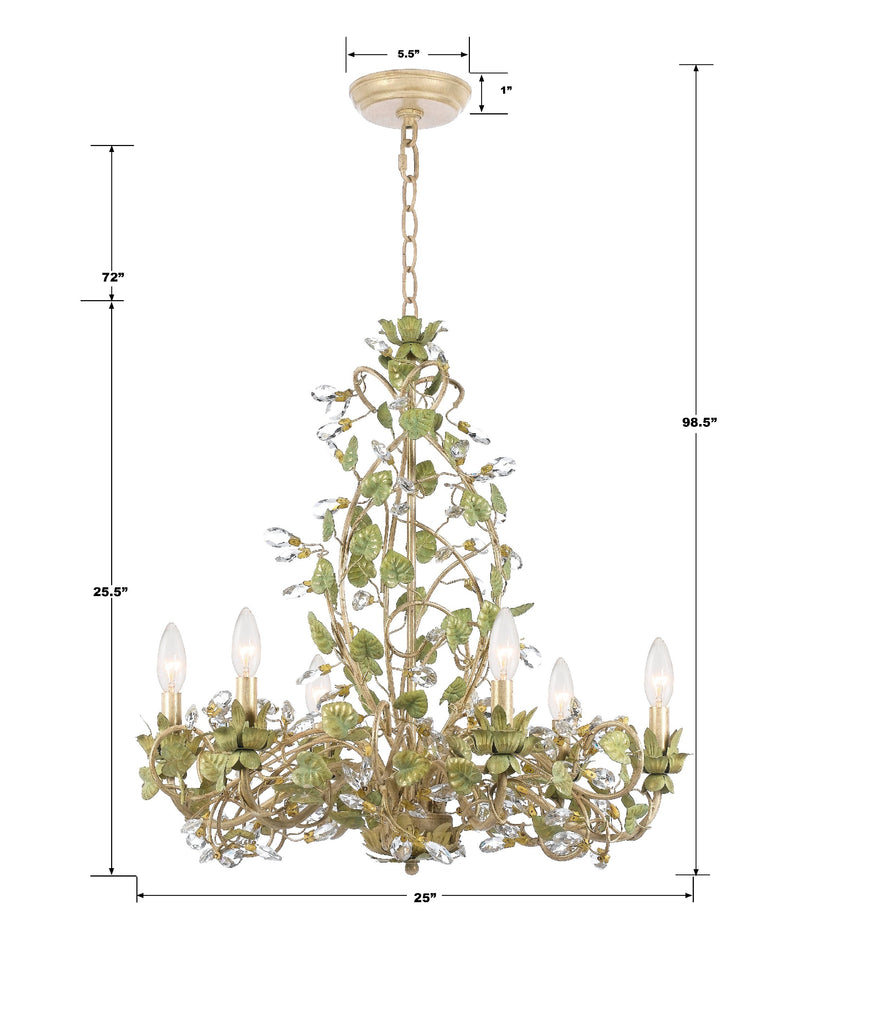 Josie 6 Light Champagne Green Tea Chandelier Crystorama