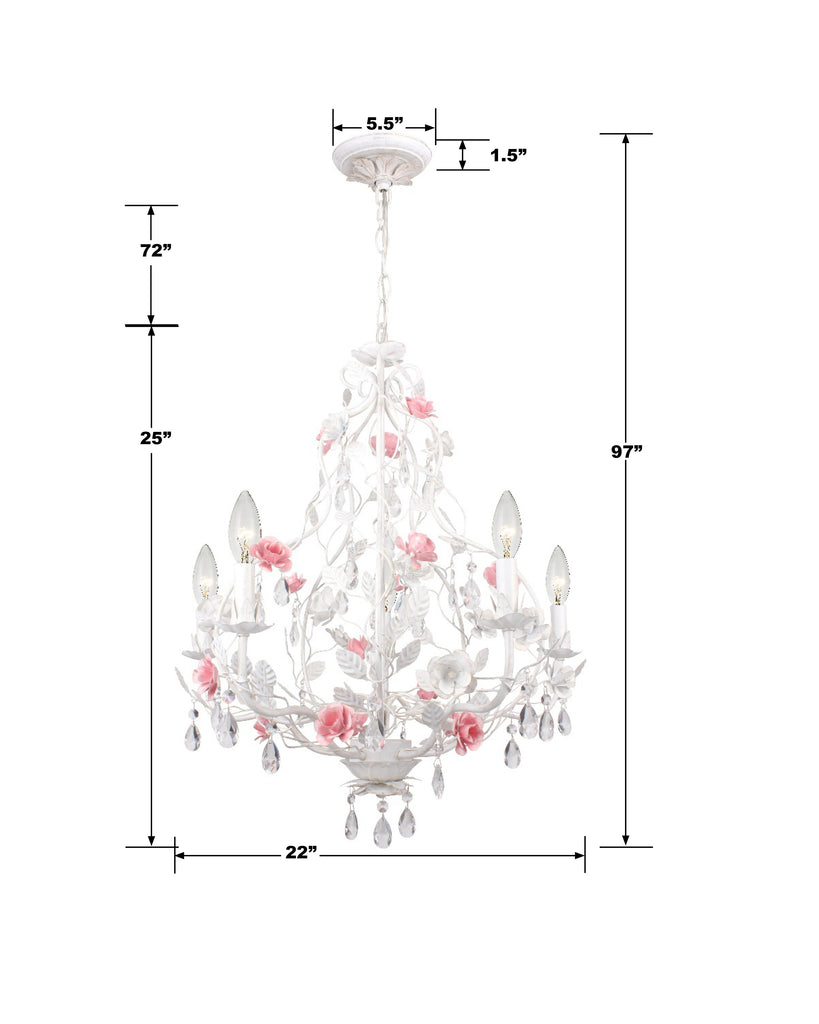 Lola 5 Light Wet White Chandelier Crystorama