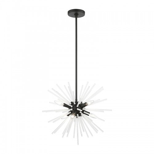 6 Light Black Pendant Chandelier Livex