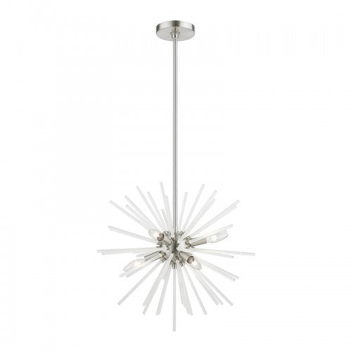 6 Light Brushed Nickel Pendant Chandelier Livex