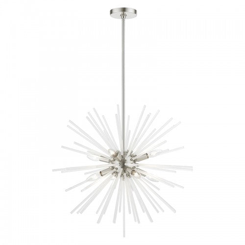 8 Light Brushed Nickel Pendant Chandelier Livex