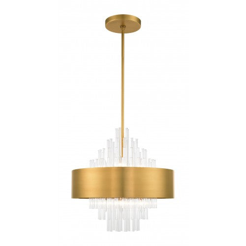 8 Light Natural Brass Pendant Chandelier Livex