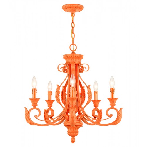 5 Light Shiny Orange Chandelier Livex