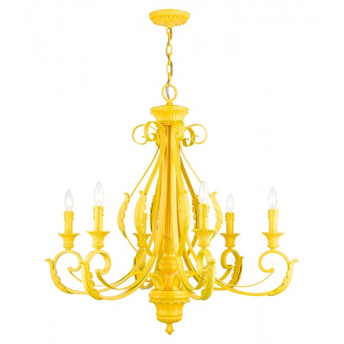 6 Light Shiny Yellow Large Chandelier Livex