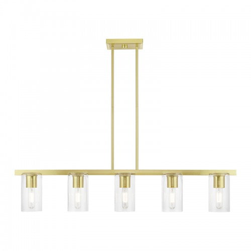 5 Light Satin Brass Linear Chandelier Livex