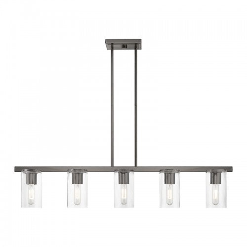 5 Light Black Chrome Linear Chandelier Livex