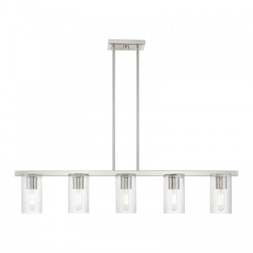 5 Light Brushed Nickel Linear Chandelier Livex