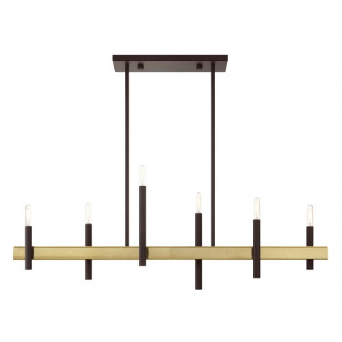 6 Light Bronze Linear Chandelier Livex