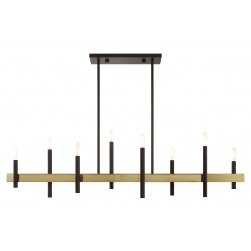 8 Light Bronze Linear Chandelier Livex