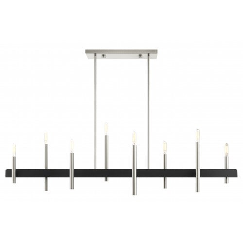 8 Light Brushed Nickel Linear Chandelier Livex