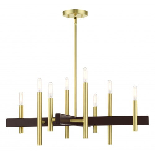 8 Light Satin Brass Chandelier Livex