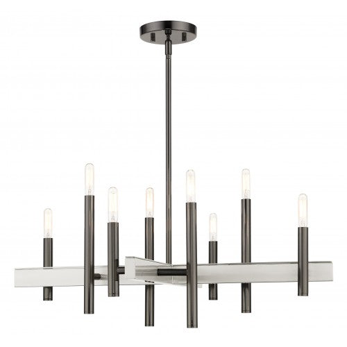 8 Light Black Chrome Chandelier Livex