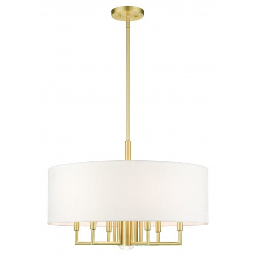 7 Light Satin Brass Pendant Chandelier Livex