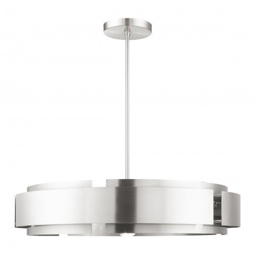 7 Light Brushed Nickel Pendant Chandelier Livex