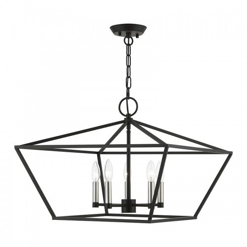 5 Light Black with Brushed Nickel Accents Chandelier Livex