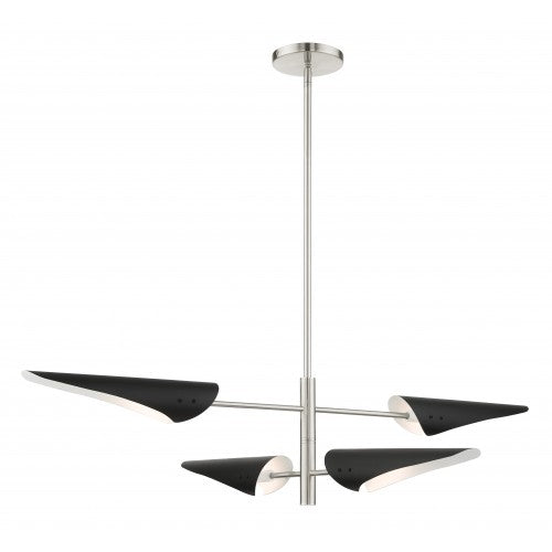 4 Light Brushed Nickel Pendant Chandelier Livex