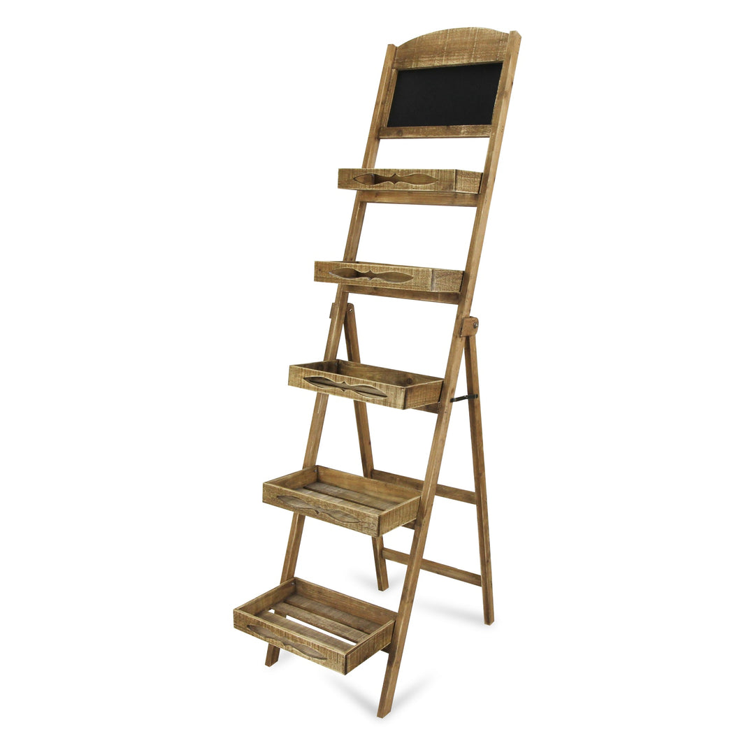 CHEUNGS Flaxhaven 5 Tier Folding Wood Storage Shelf | Chalkboard