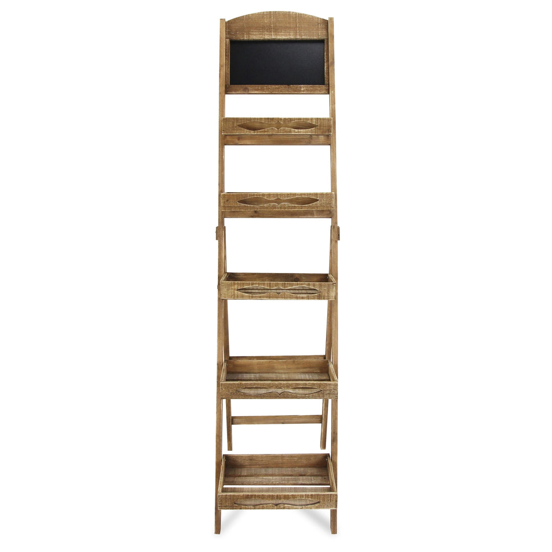 CHEUNGS Flaxhaven 5 Tier Folding Wood Storage Shelf | Chalkboard