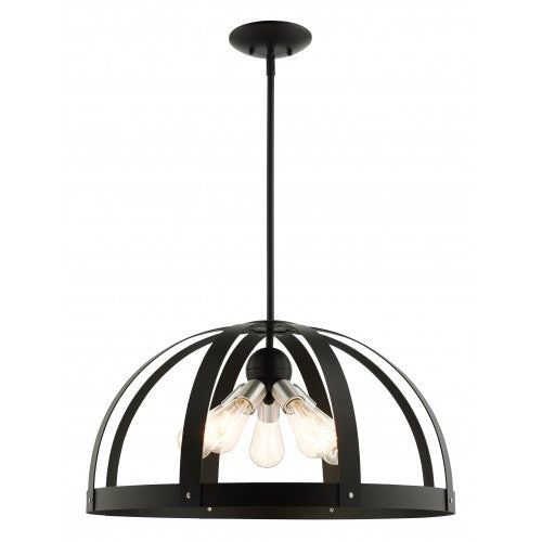 5 Light Textured Black Pendant Chandelier Livex