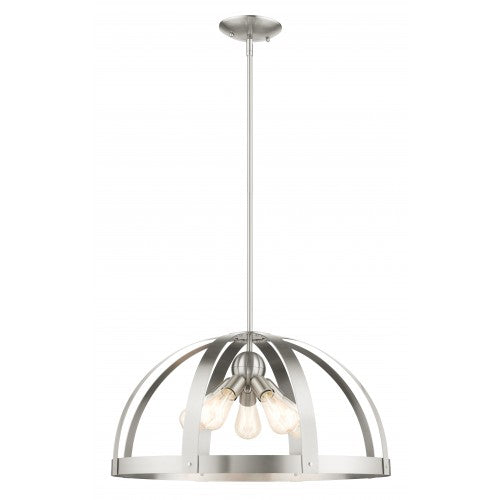 5 Light Brushed Nickel Pendant Chandelier Livex