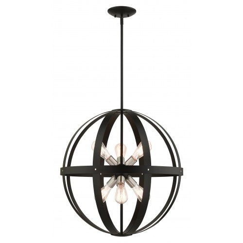 6 Light Textured Black Pendant Chandelier Livex