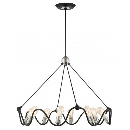 8 Light Textured Black with Brushed Nickel Accents Chandelier Livex