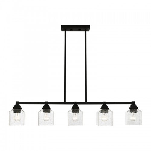 5 Light Black Linear Chandelier Livex