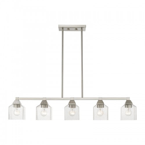 5 Light Brushed Nickel Linear Chandelier Livex