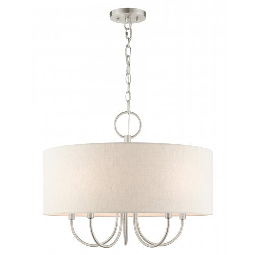 5 Light Brushed Nickel Pendant Chandelier Livex