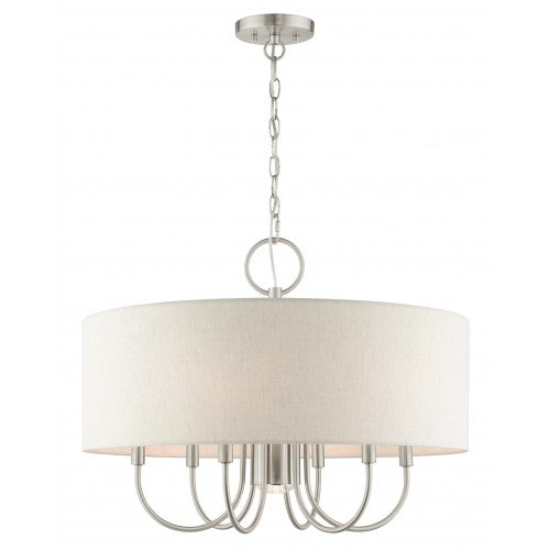 7 Light Brushed Nickel Pendant Chandelier Livex