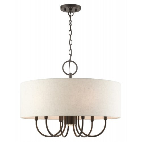 7 Light English Bronze Pendant Chandelier Livex