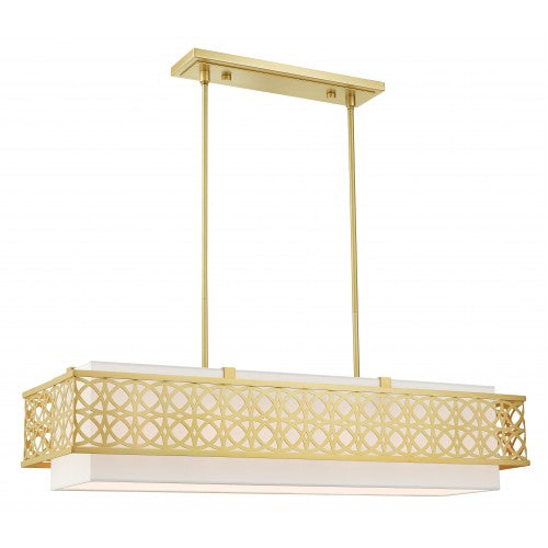 6 Light Soft Gold Linear Chandelier Livex