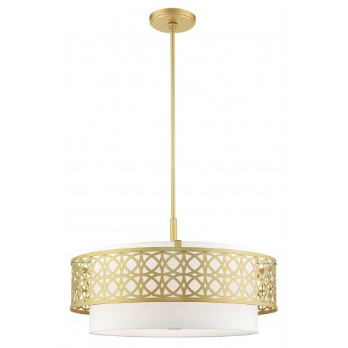 5 Light Soft Gold Pendant Chandelier Livex