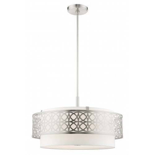 5 Light Brushed Nickel Pendant Chandelier Livex