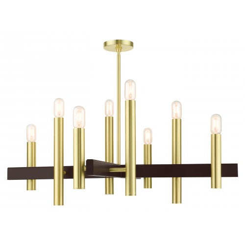 8 Light Satin Brass Chandelier Livex