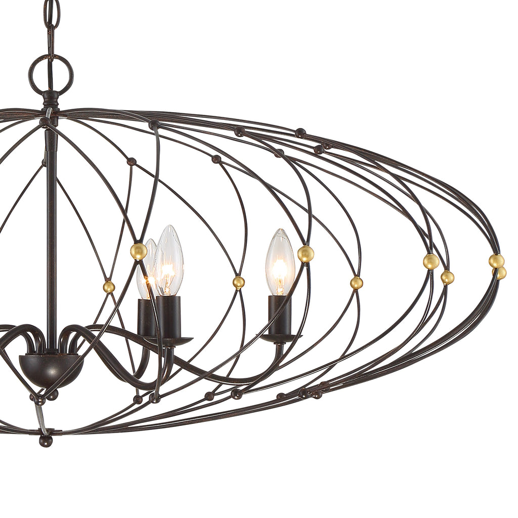 Zucca 6 Light English Bronze + Antique Gold Chandelier Crystorama