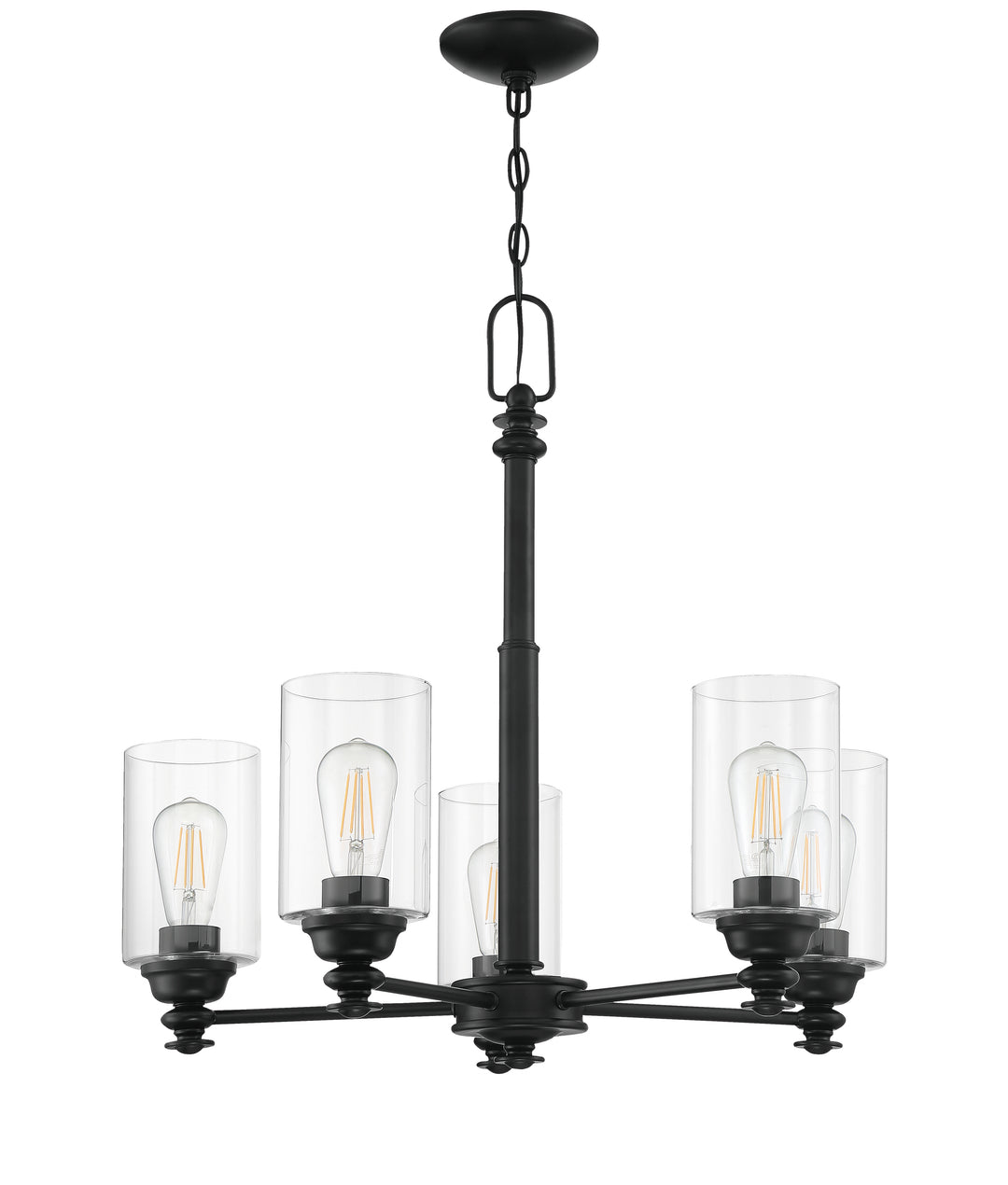 CRAFTMADE Dardyn 5 Light Chandelier in Flat Black (Clear Glass)