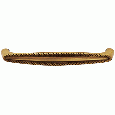 COPPER MOUNTAIN HARDWARE 5 1/2 Inch Overall (5 Inch c-c) Brass Georgian Roped Style Pull (Antique Brass Finish)