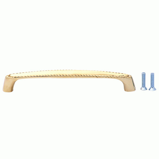 COPPER MOUNTAIN HARDWARE 5 1/2 Inch Overall (5 Inch c-c) Solid Brass Georgian Roped Style Pull (Lacquered Brass Finish)