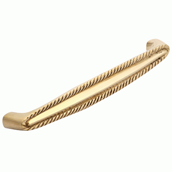 COPPER MOUNTAIN HARDWARE 5 1/2 Inch Overall (5 Inch c-c) Solid Brass Georgian Roped Style Pull (Lacquered Brass Finish)