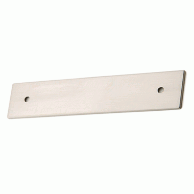 EMTEK 5 1/4 Inch (4 Inch c-c) Solid Brass Art Deco Rectangular Back Plate (Brushed Nickel Finish)