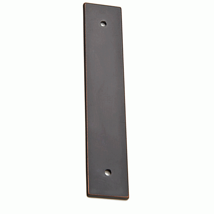 EMTEK 5 1/4 Inch (4 Inch c-c) Solid Brass Art Deco Rectangular Back Plate (Venetian Rubbed Bronze Finish)