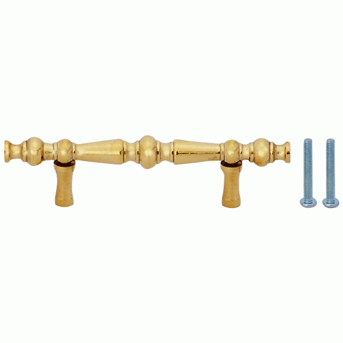 COPPER MOUNTAIN HARDWARE 5 Inch Overall (3 Inch c-c) Solid Brass Victorian Pull (Lacquered Brass Finish)