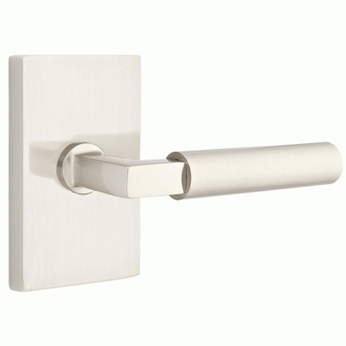 EMTEK Brass Modern Hardware - Passage Hercules Right Handed Door Lever with Modern Rectangular Rosette in Satin Nickel - 5112HECRHUS15 - Emtek Hardware