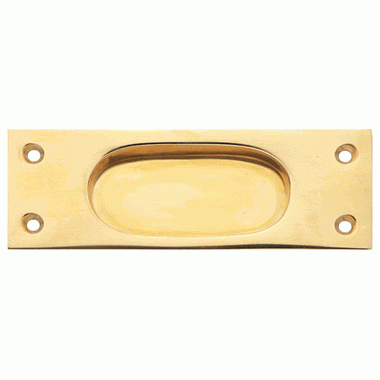 Copper Mountain Hardware 5 Inch Rectangular Traditional Solid Brass Pocket Door Pull or Window Sash Pull (Polished Brass Finish)