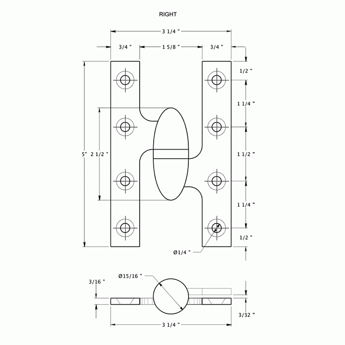 5 Inch x 3 1/4 Inch Solid Brass Olive Knuckle Hinge (Chrome Finish) DELTANA