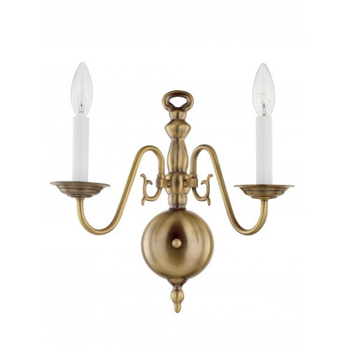 2 Light Antique Brass Wall Sconce Livex