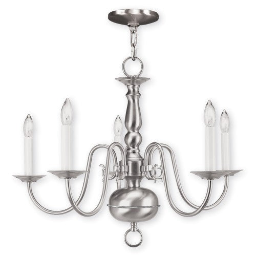 5 Light Brushed Nickel Chandelier Livex