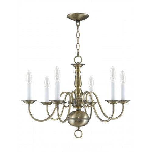 6 Light Antique Brass Chandelier Livex