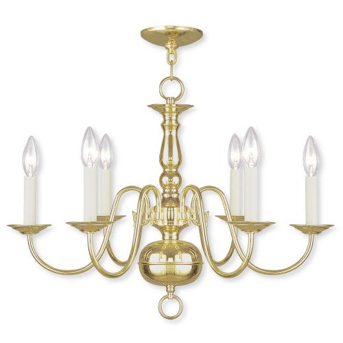 6 Light Polished Brass Chandelier Livex